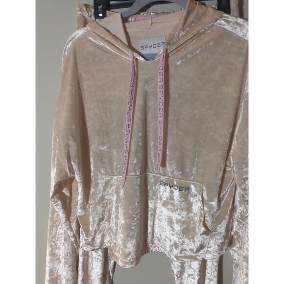 Spyder Pajamas Loungewear Ivory Velour Shiny L Women’s Comfy - Picture 2 of 9